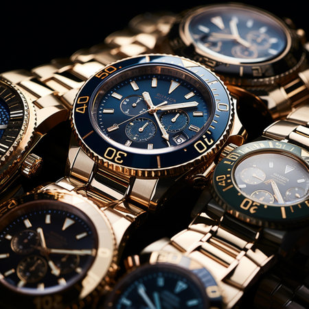 Luxury wrist watch closeup. Luxury watch collection.の素材