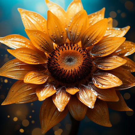 Beautiful sunflower on a dark background with bokeh.の素材