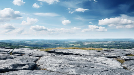 View from the top of the rock. Landscape with mountains and skyの素材