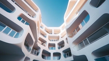 Modern architecture. Architecture of modern buildings. Abstract architecture of modern building.の素材
