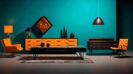 Interior of modern living room. 3D rendering. 3D illustrationの素材