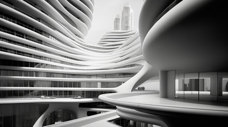 Abstract architecture background. 3D rendering. Futuristic architecture concept.の素材