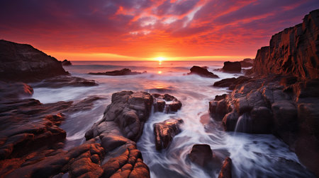 Beautiful sunset over the Atlantic Ocean in Tenerife Canary Islands Spainの素材