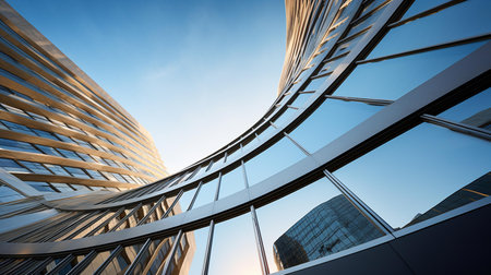 Modern office building. Architectural details of modern building. Business backgroundの素材