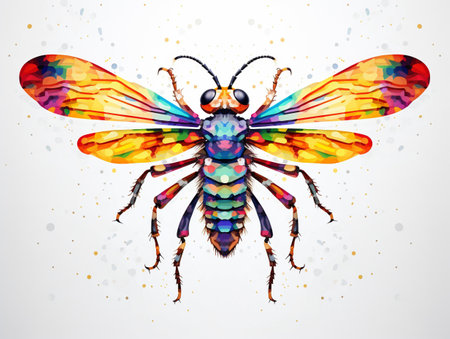 Colorful watercolor illustration of a hornet. Vector illustration.の素材