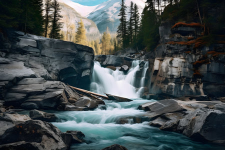 Waterfall in Glacier National Park, Montana, United States of Americaの素材