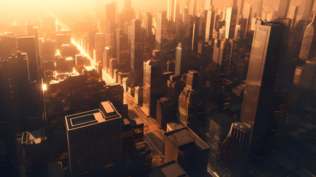 Futuristic city at night. 3d rendering toned imageの素材