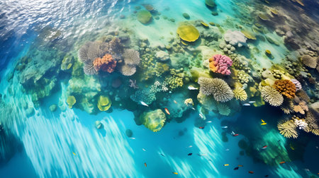 Underwater view of coral reef and tropical fish. Seascape.の素材