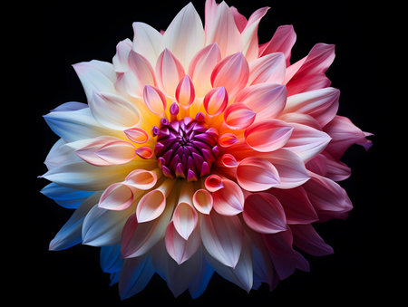 Colorful dahlia flower isolated on white background. Closeup.の素材