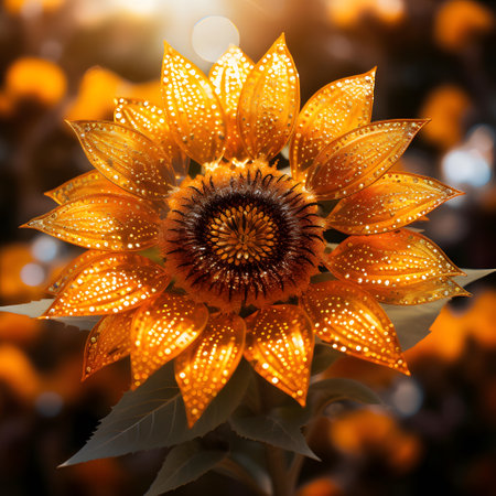 Beautiful sunflowers with bokeh background, close upの素材