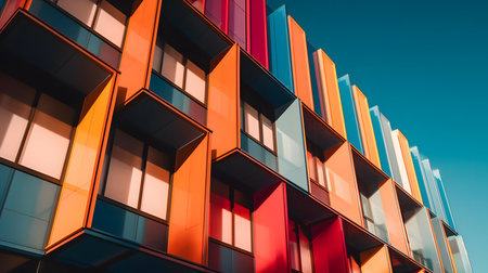 Colorful modern office buildings in the city. Architectural details.の素材