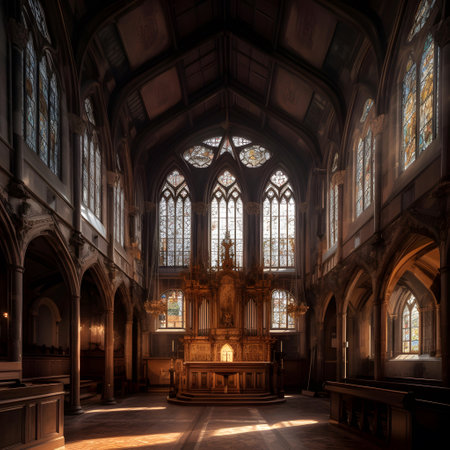 Interior of St Mary's Church, Stratford upon Avon, UKの素材