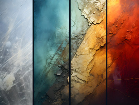 Collage of colorful marble textured backgrounds. Different colors and shapes.の素材
