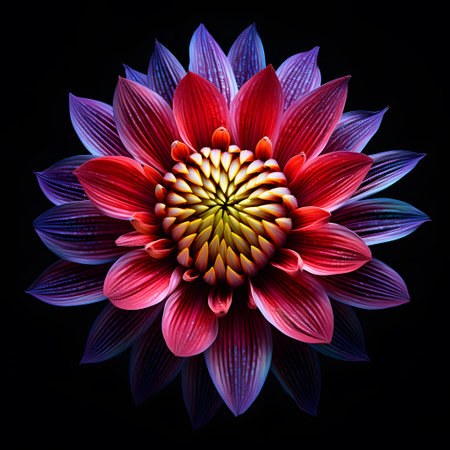 purple lotus flower isolated on black background. 3d illustrationsの素材