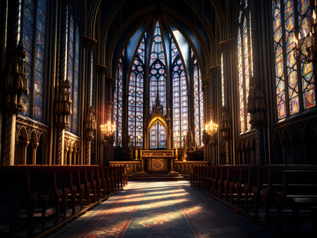 Interior of St Vitus Cathedral, Prague, Czech Republicの素材