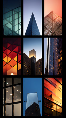 Collage of different skyscrapers in New York City, USAの素材