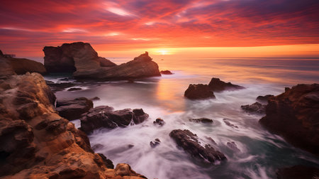 Beautiful seascape at sunset. Composition of nature.の素材