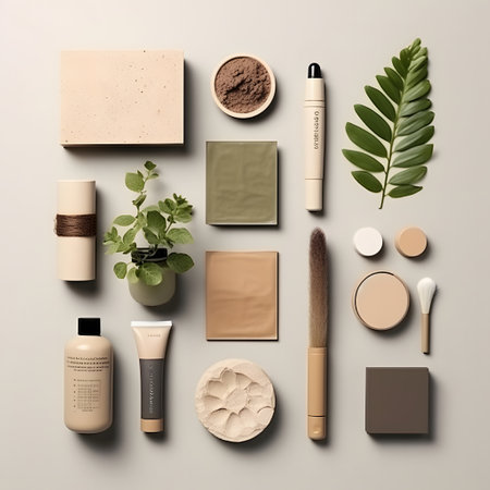 collection of beauty products on white background. Flat lay, top viewの素材