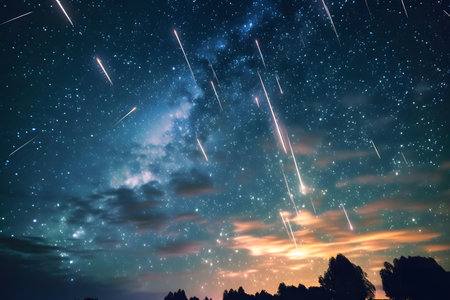 Night sky with stars and milky way. Long exposure photograph.の素材
