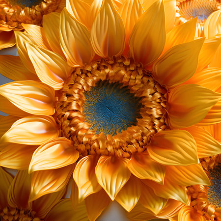 Closeup of sunflowers on white background. Floral patterns.の素材