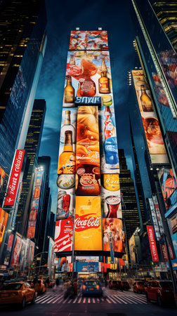 s Square, featured with Broadway Theaters and huge number of LED signs, is a symbol of New York City and the United States.の素材