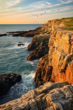 Sunset over the cliffs of Cabo da Roca, Portugalの素材
