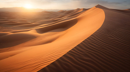Desert sand dunes at sunset, Sahara desert, Morocco, Africaの素材