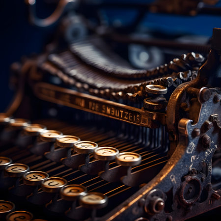 Close up of an old vintage typewriter. Shallow depth of field.の素材