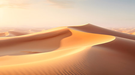 Sunset in the desert with sand dunes. 3d renderingの素材