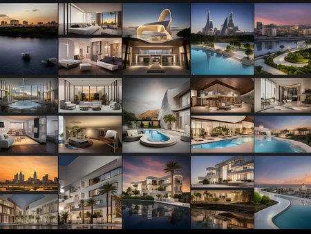 Collage of modern architecture in Dubai, United Arab Emirates (UAE)の素材