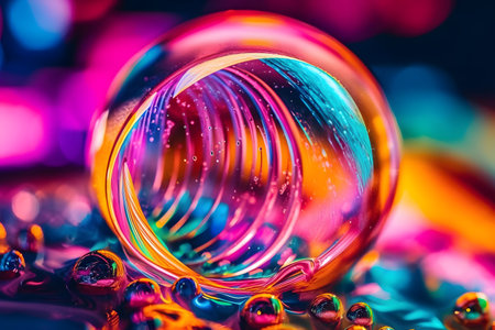 Colorful crystal ball on colorful bokeh background, abstract backgroundの素材