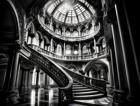 Staircase in the National Gallery in London, United Kingdom.の素材