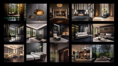 3d render of interior of modern living room in luxury house.の素材