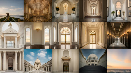 Collage of images of the United States Capitol Building in Washington DCの素材