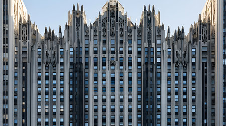 Detail of the facade of a skyscraper in Chicago, USAの素材