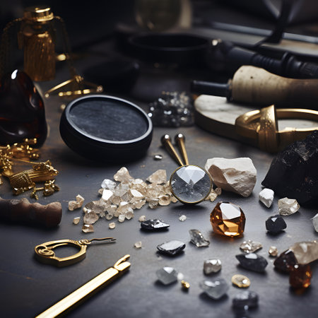 Luxury jewelry and accessories on the table. Jewelry background.の素材