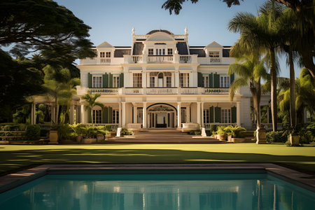 Luxury villa with swimming pool in the tropical garden.の素材