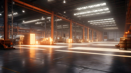 Interior of a warehouse. 3d rendering, 3d illustration.の素材