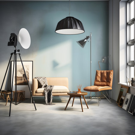 interior with sofa, armchair and lamp, 3d renderの素材