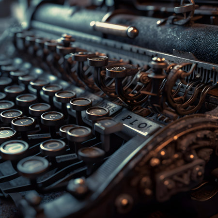 Close up of an old vintage typewriter. Shallow depth of field.の素材