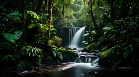 Beautiful waterfall in the rainforest of Borneo, Malaysiaの素材