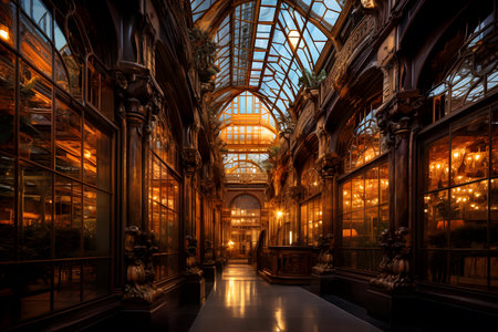 Interior of the Galleria Vittorio Emanuele II in Milan, Italyの素材