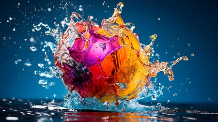Colorful splashes of water. 3d rendering, 3d illustration.の素材