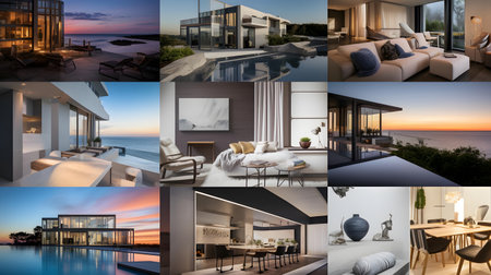 3d rendering of a collage of a modern house with a beautiful designの素材