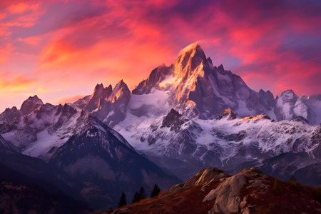 Mount Fitz Roy at sunrise, Los Glaciares National Park, Argentinaの素材