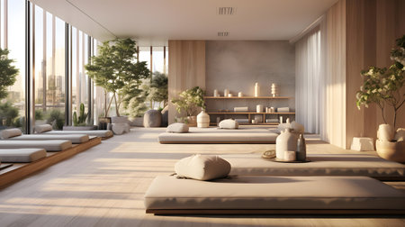 Interior of a modern living room 3D rendering mock-upの素材