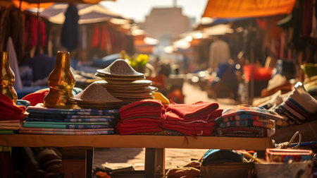 Sale of souvenirs in the souk of Essaouira, Moroccoの素材