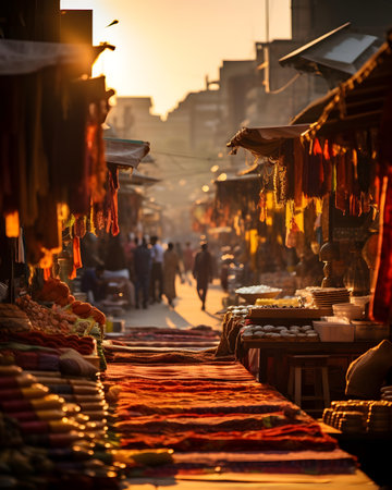View of the street of Kathmandu in the eveningの素材