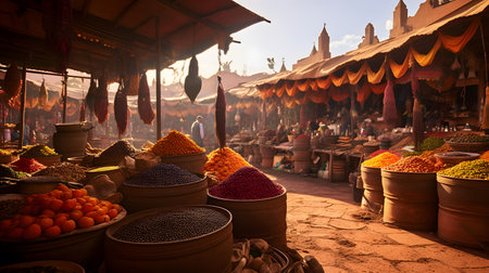 Spices and herbs on the market in Kathmandu, Nepalの素材