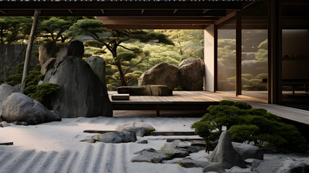 3d render of japanese garden with a beautiful landscape designの素材